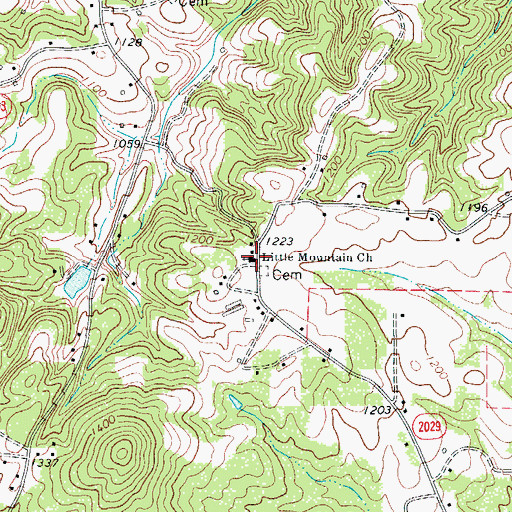 Topographic Map of Little Mountain Church, NC
