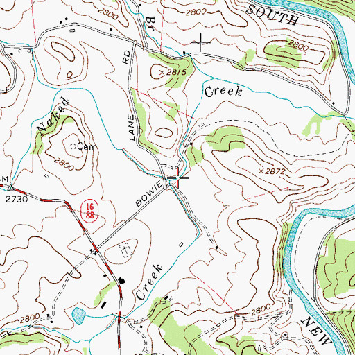Topographic Map of Little Naked Creek, NC