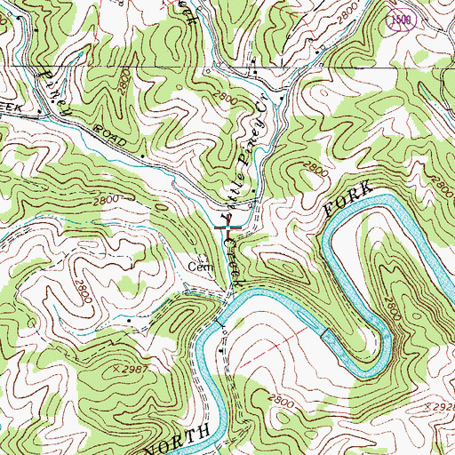 Topographic Map of Little Piney Creek, NC