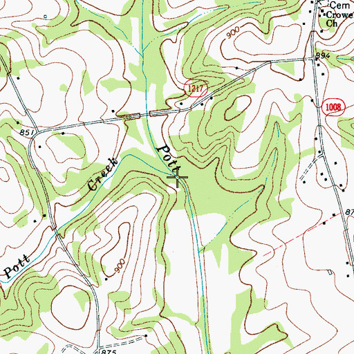 Topographic Map of Little Pott Creek, NC