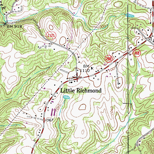 Topographic Map of Little Richmond, NC