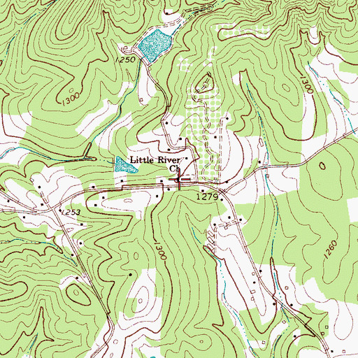 Topographic Map of Little River Church, NC