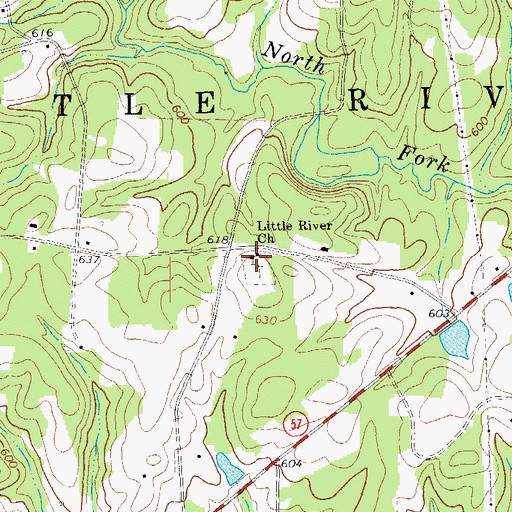 Topographic Map of Little River Church, NC
