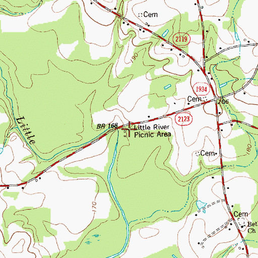 Topographic Map of Little River Picnic Area, NC