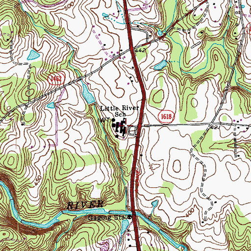Topographic Map of Little River School, NC