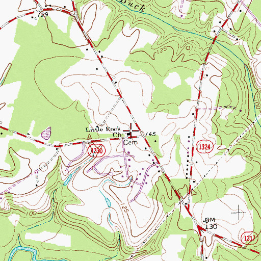 Topographic Map of Little Rock Church, NC