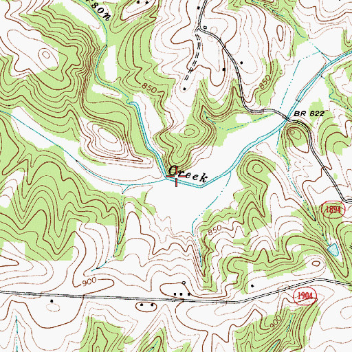 Topographic Map of Little Rocky Creek, NC