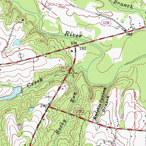 Topographic Map of Little Rocky Run, NC
