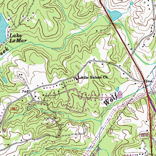 Topographic Map of Little Salem Christian Church, NC