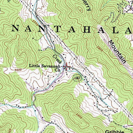 Topographic Map of Little Savannah Church, NC