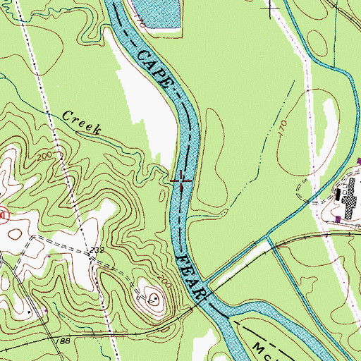 Topographic Map of Little Shaddox Creek, NC