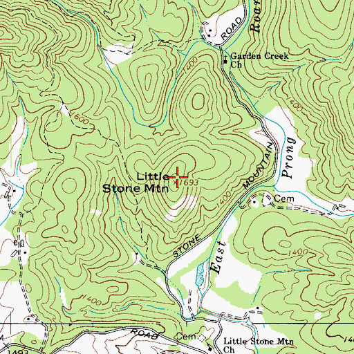 Topographic Map of Little Stone Mountain, NC