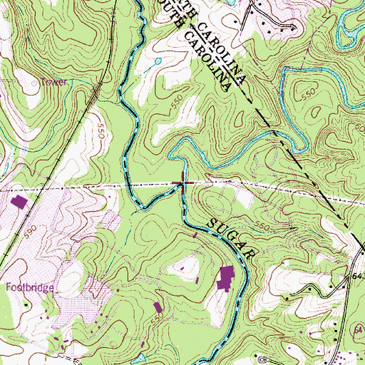 Topographic Map of Little Sugar Creek, NC
