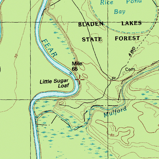 Topographic Map of Little Sugar Loaf, NC