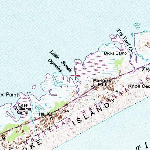 Topographic Map of Little Swash Opening, NC