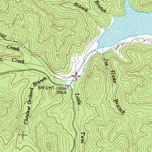 Topographic Map of Little Tuni Creek, NC