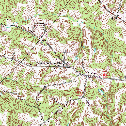 Topographic Map of Little White Baptist Church, NC