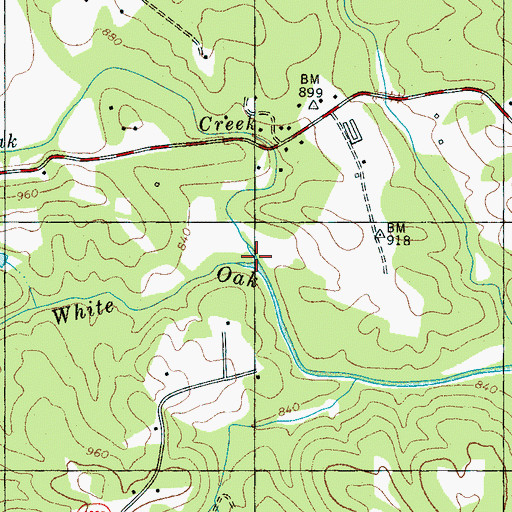 Topographic Map of Little White Oak Creek, NC