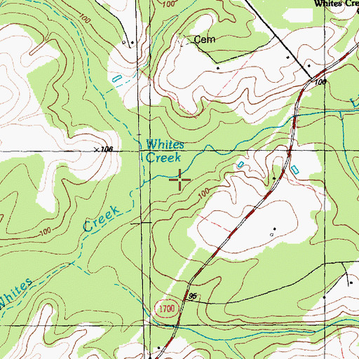 Topographic Map of Little Whites Creek, NC