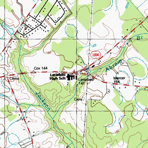 Topographic Map of Littlefield High School, NC