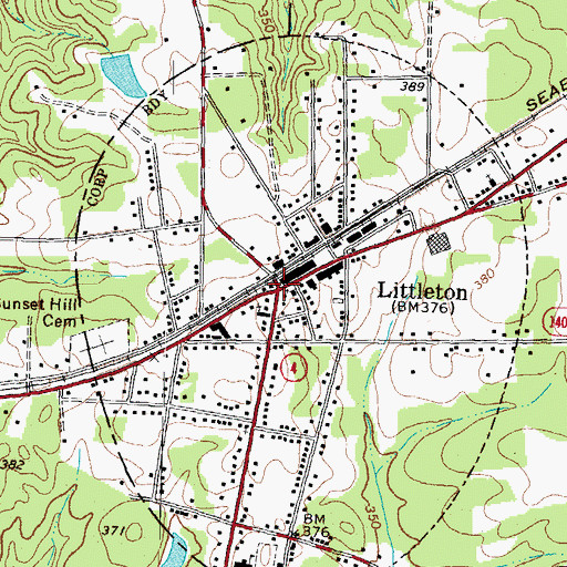 Topographic Map of Littleton, NC