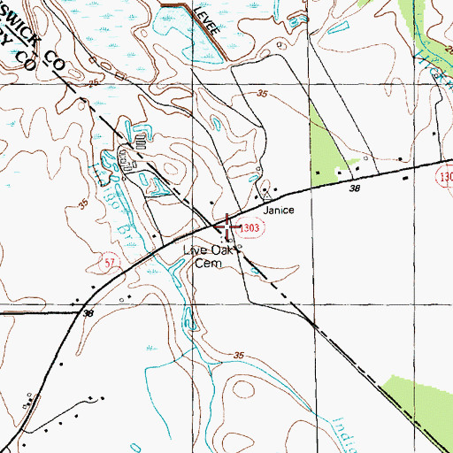 Topographic Map of Live Oak Church, NC