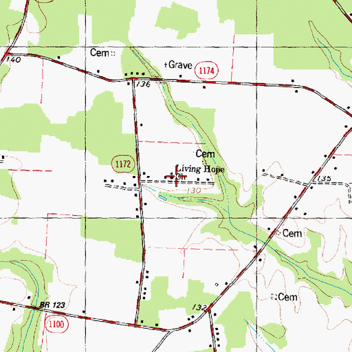 Topographic Map of Living Hope Church, NC