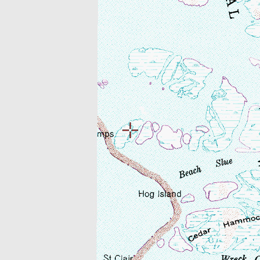 Topographic Map of Liza Lumps, NC