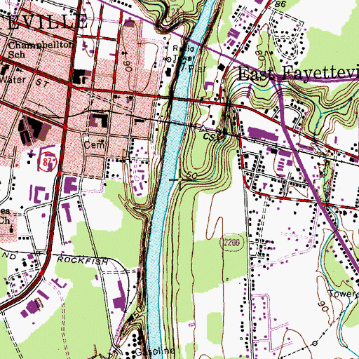 Topographic Map of Locks Creek, NC