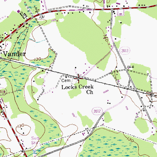 Topographic Map of Locks Creek Church, NC