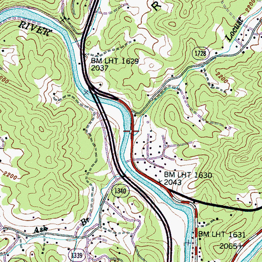 Topographic Map of Locust Creek, NC