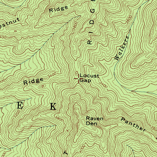 Topographic Map of Locust Gap, NC