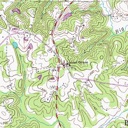 Topographic Map of Locust Grove Church, NC