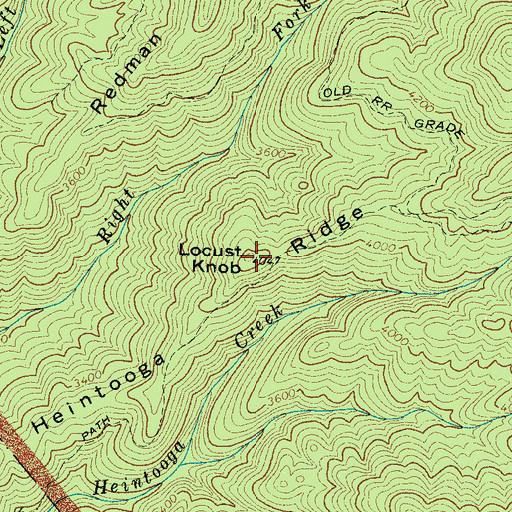 Topographic Map of Locust Knob, NC