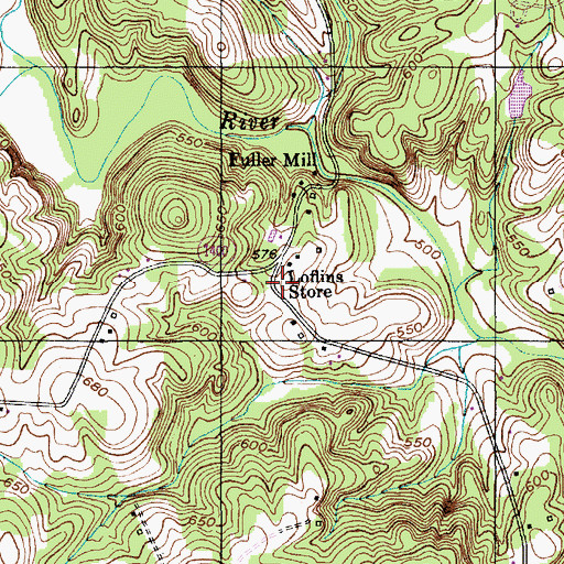 Topographic Map of Loflins Store, NC