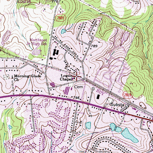 Topographic Map of Logan Chapel, NC