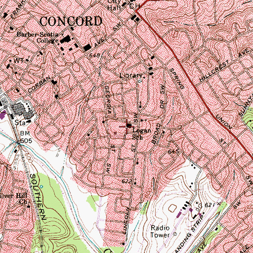 Topographic Map of Logan School, NC