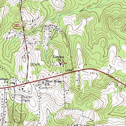 Topographic Map of London Church, NC