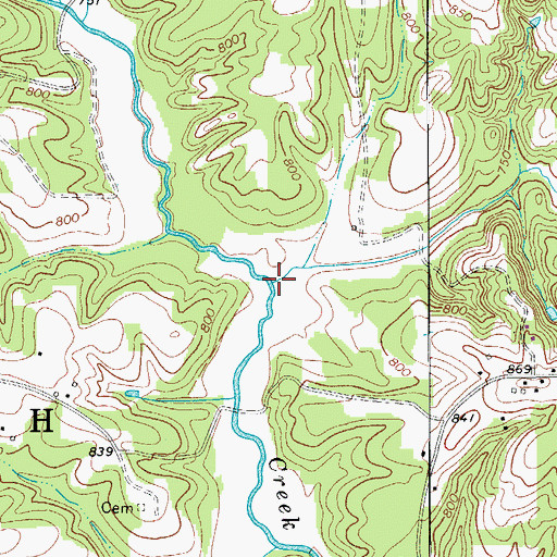 Topographic Map of Loney Creek, NC