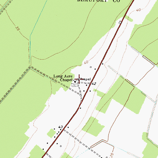 Topographic Map of Long Acre Chapel, NC