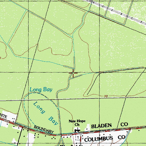 Topographic Map of Long Bay, NC