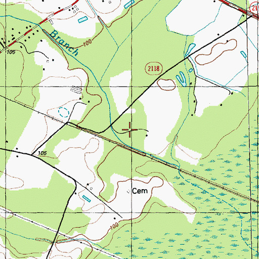 Topographic Map of Long Branch, NC