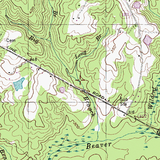 Topographic Map of Long Branch, NC