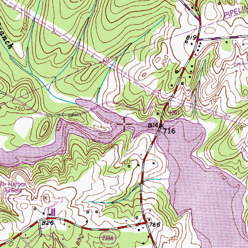 Topographic Map of Long Branch, NC