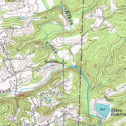 Topographic Map of Long Branch, NC