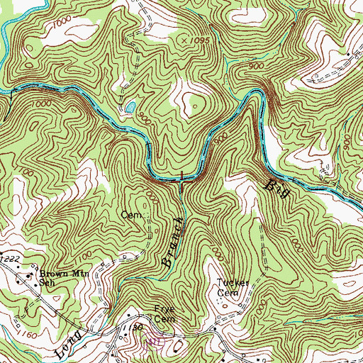 Topographic Map of Long Branch, NC