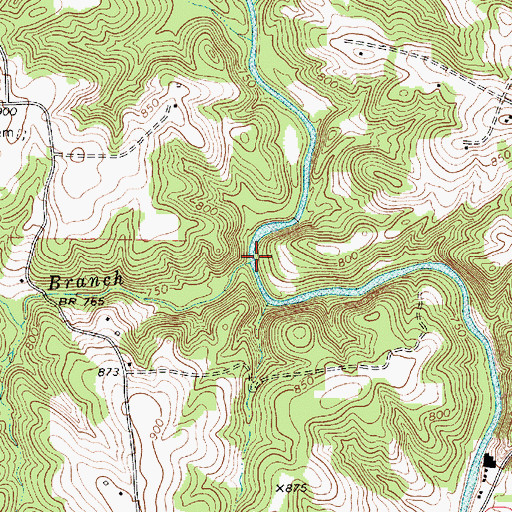Topographic Map of Long Branch, NC