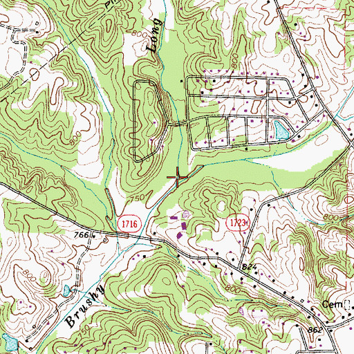 Topographic Map of Long Branch, NC