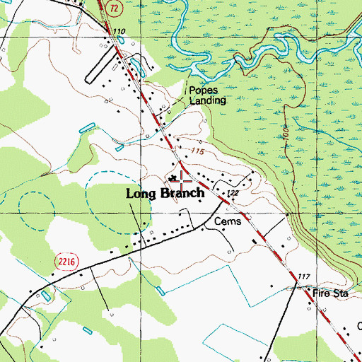 Topographic Map of Long Branch Church, NC