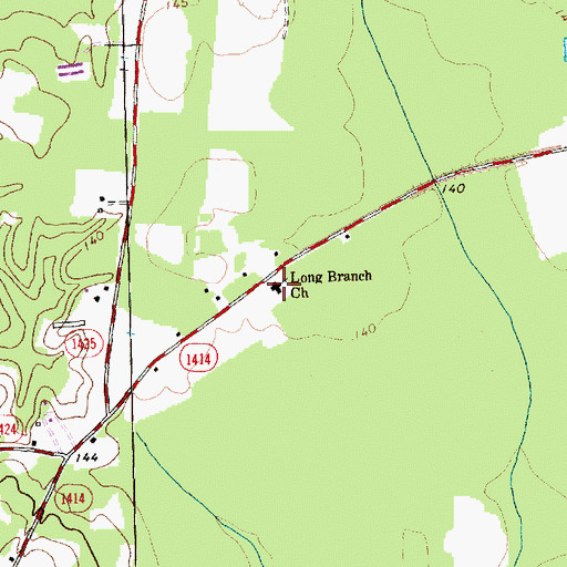 Topographic Map of Long Branch Church, NC